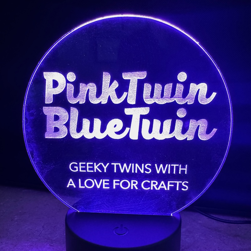 Laser cut and engraved acrylic LED sign